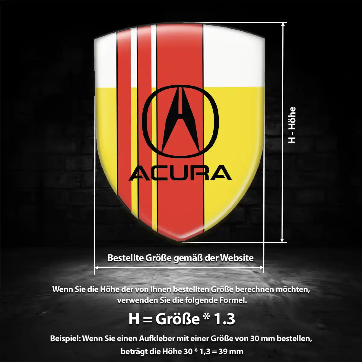 Acura Silikon Aufkleber Wappen Auto Interieurdesign