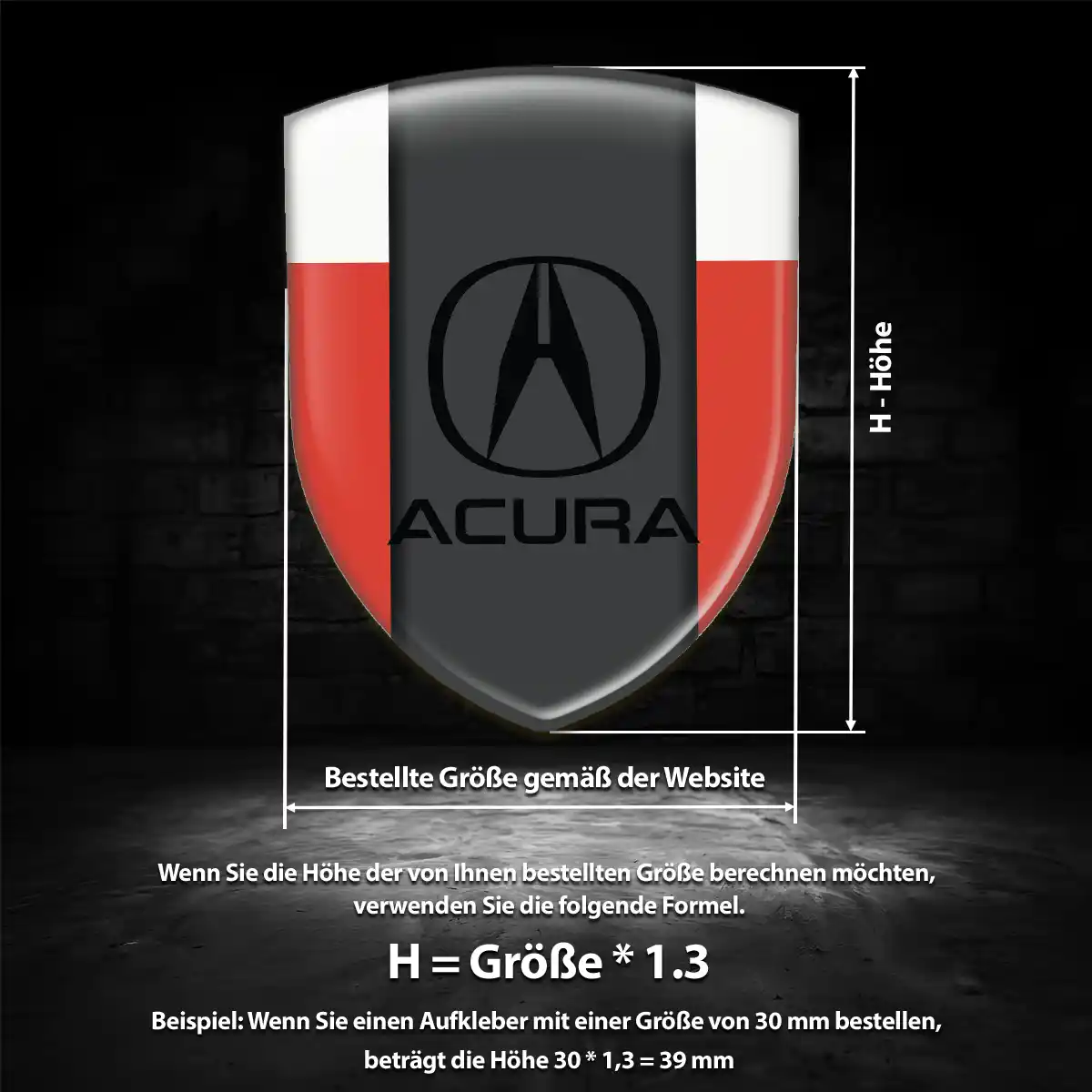 Acura Silikon Aufkleber Wappen Interieurdesign
