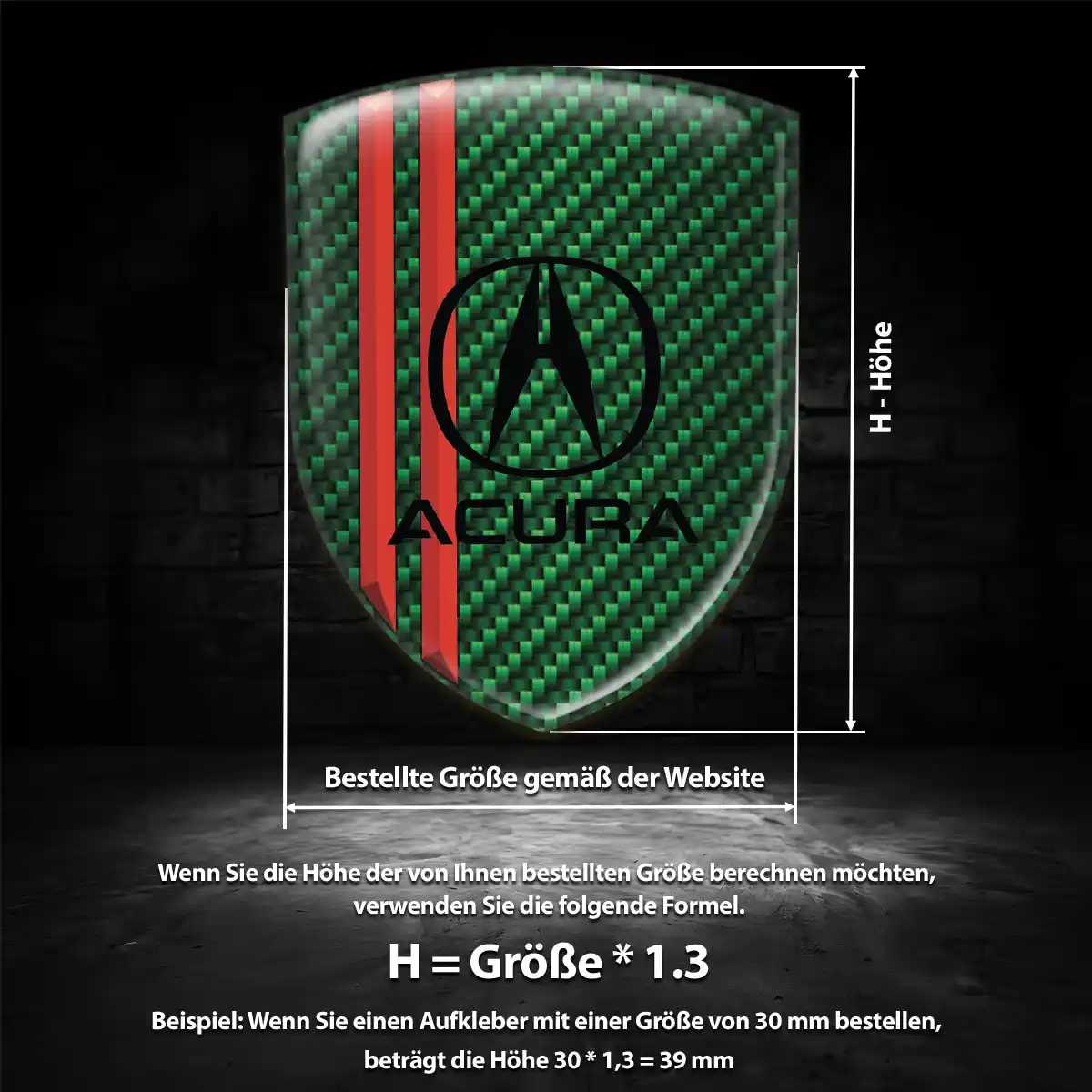Acura Silikon Aufkleber Wappen Premium-Edition