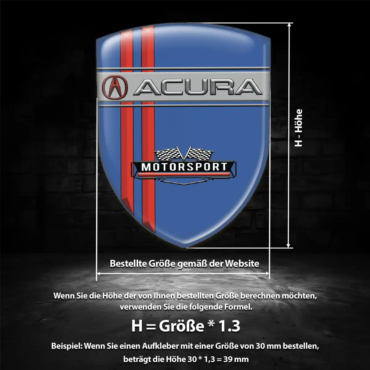 Acura Silikon Aufkleber Wappen Premiumqualität
