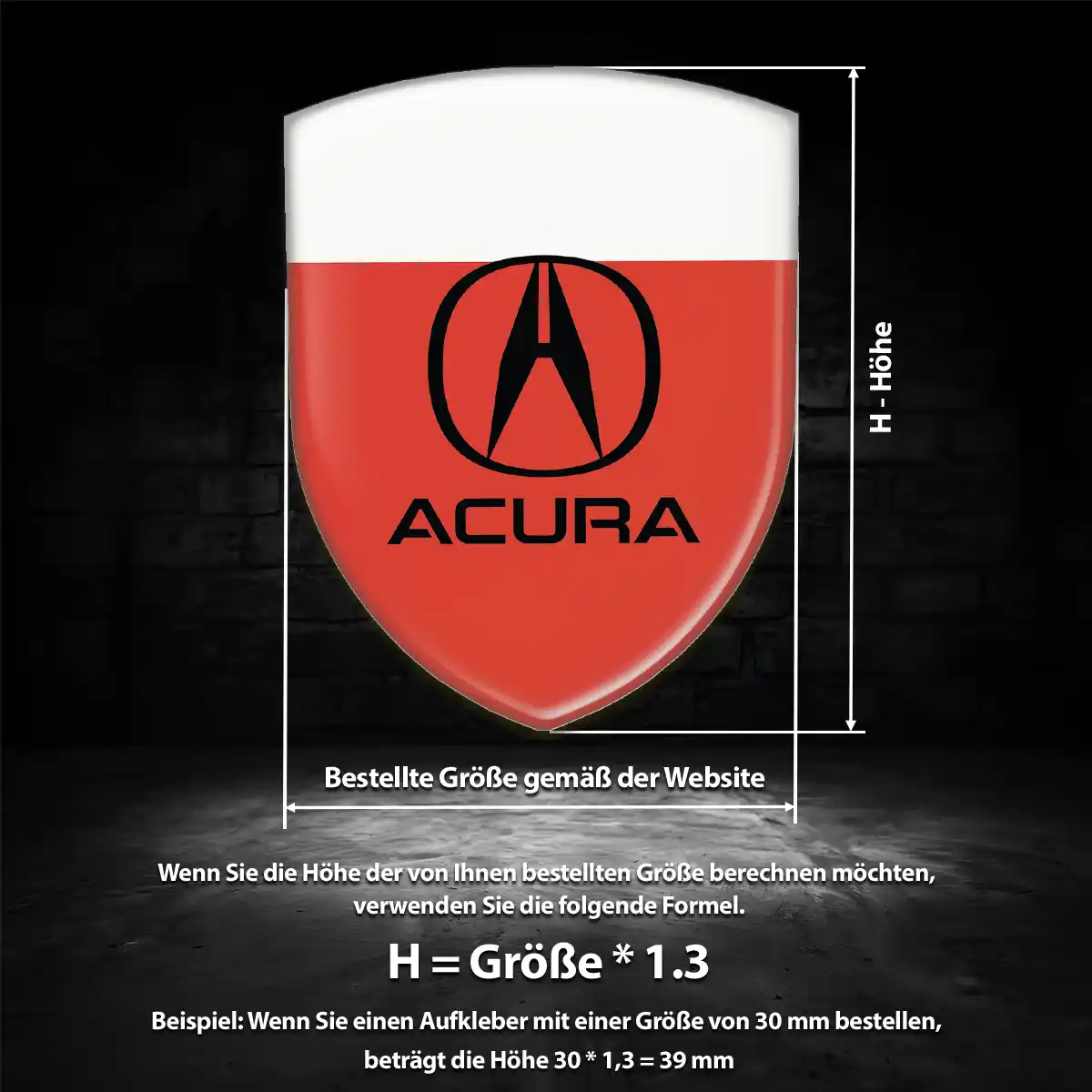 Acura Silikon Aufkleber Wappen Tuningfahrzeug