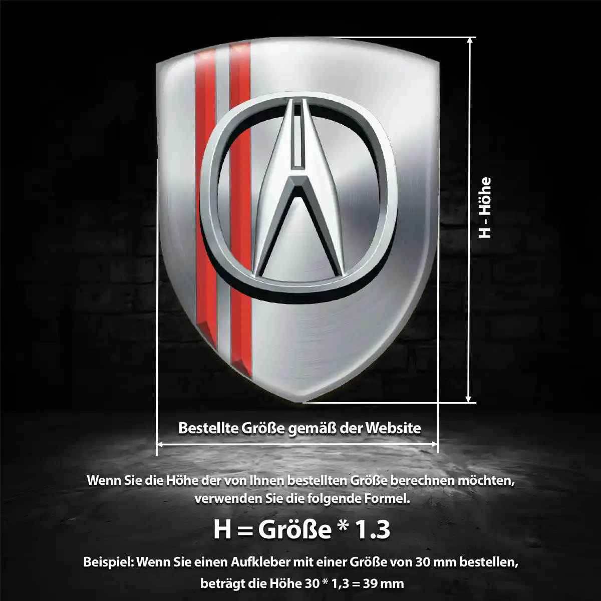 Acura Wappen Emblem Aufkleber Interieurdesign