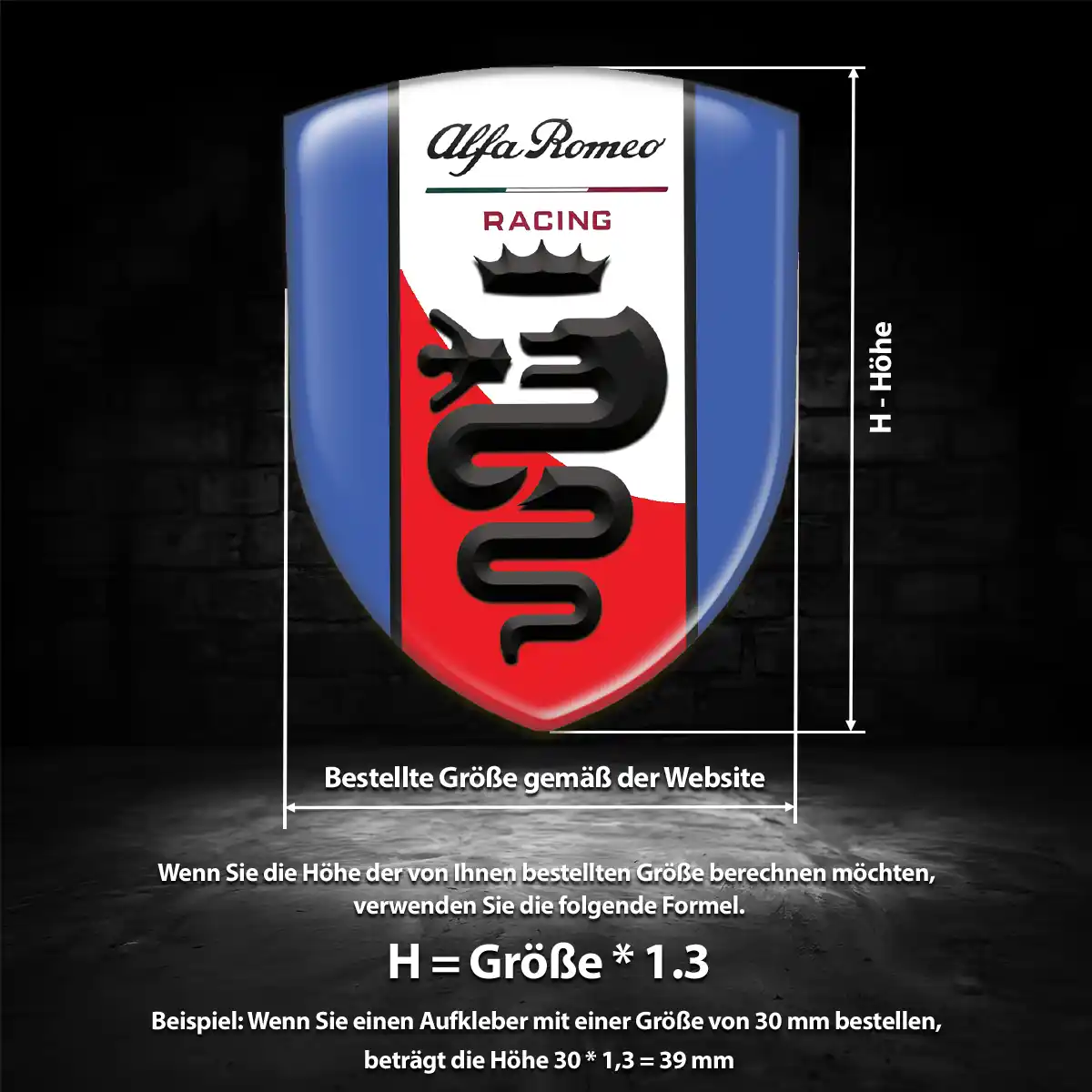 Alfa Romeo 3D Gel Aufkleber Wappen Auto Hochwertiges Harz