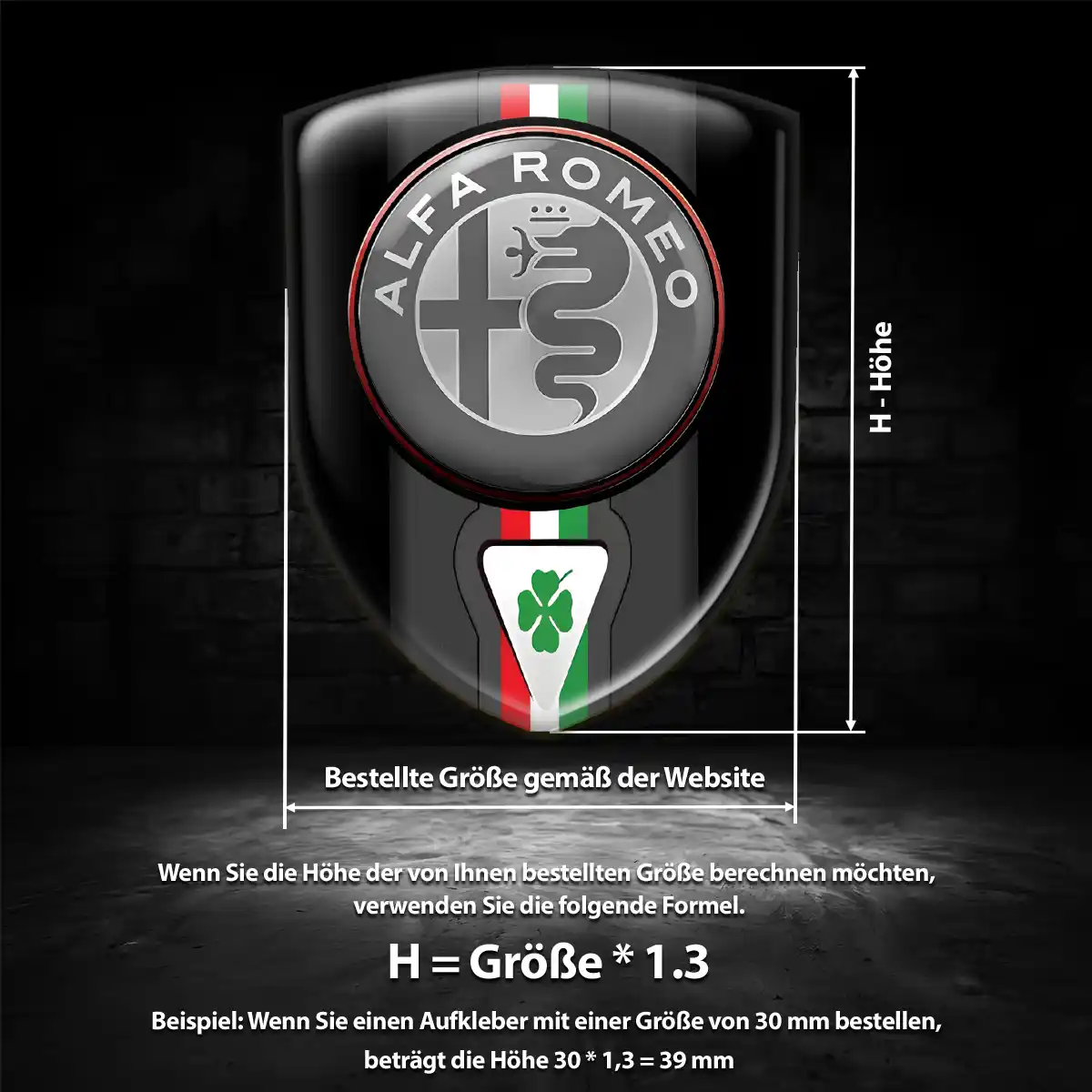 Alfa Romeo Aufkleber 3D Gel Silikon Auto Premiumqualität