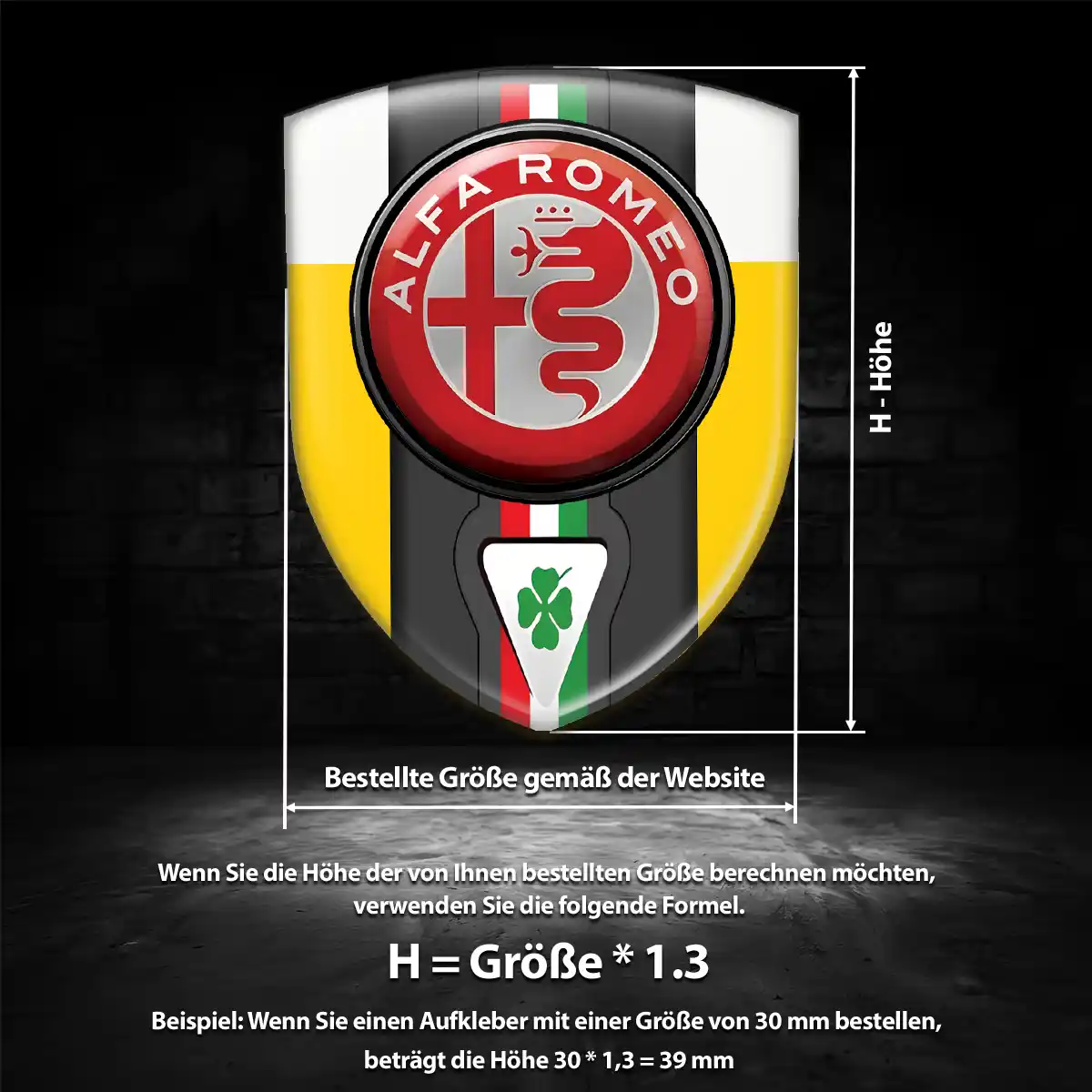 Alfa Romeo Aufkleber 3D Gel Wappen Hochwertiges Harz