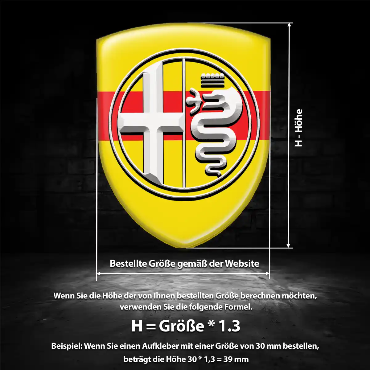Alfa Romeo Emblem Wappen Aufkleber Hochwertiges Harz