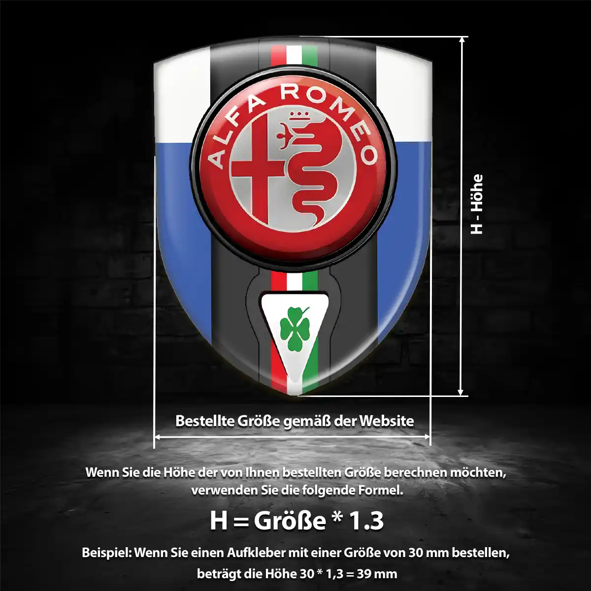 Alfa Romeo Silikon Aufkleber Hochwertiges Harz