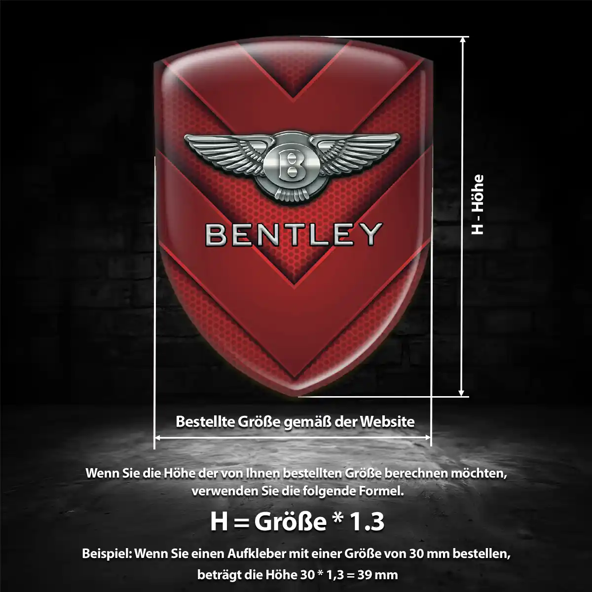 Bentley 3D Gel Aufkleber Auto Interieurdesign
