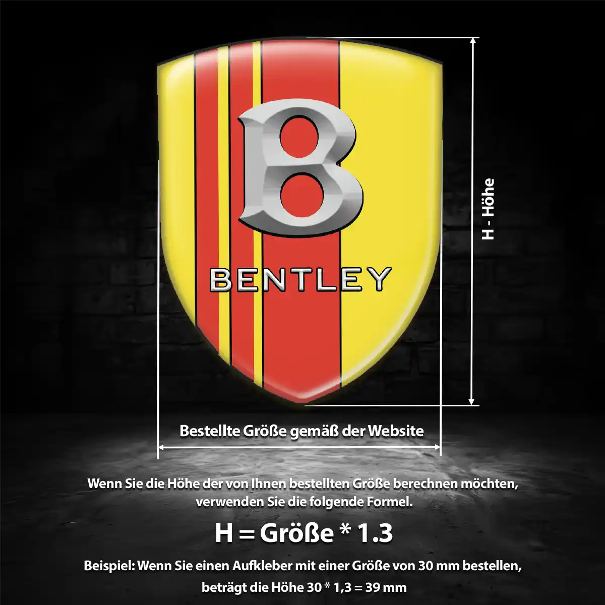 Bentley 3D Gel Aufkleber Emblem Edles Design