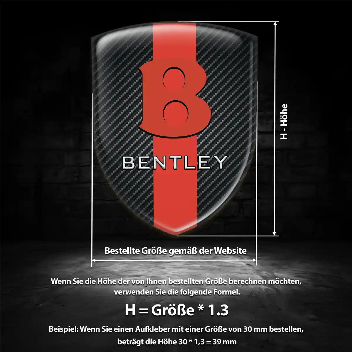 Bentley 3D Gel Aufkleber Emblem Interieurdesign