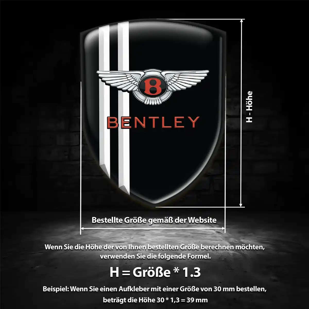 Bentley 3D Gel Aufkleber Exterieurdesign