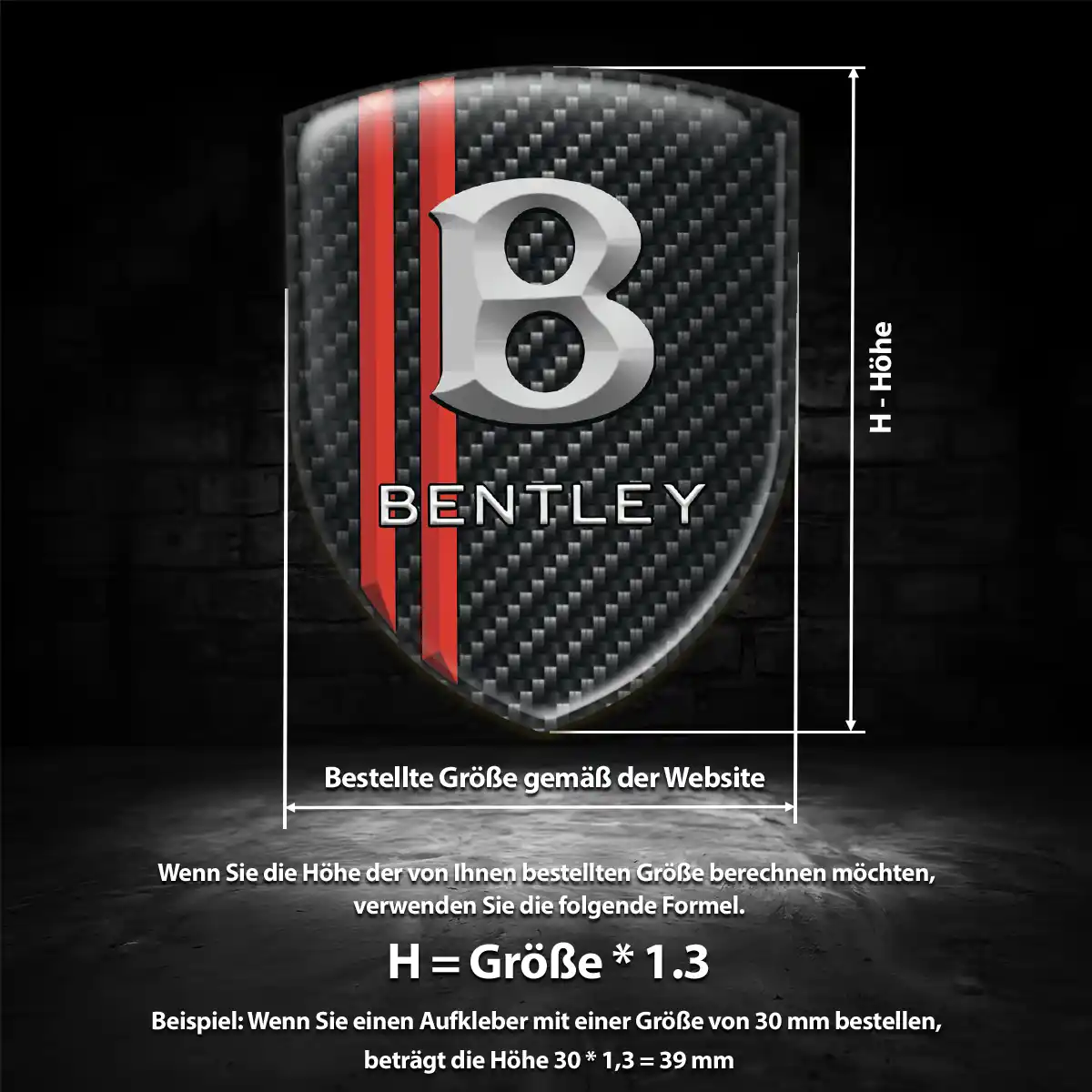 Bentley 3D Gel Aufkleber Hochwertiges Harz