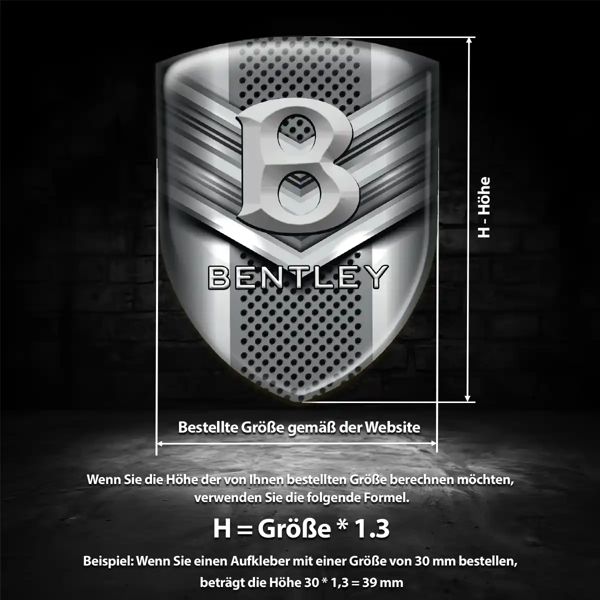 Bentley 3D Gel Aufkleber Silikon Edles Design