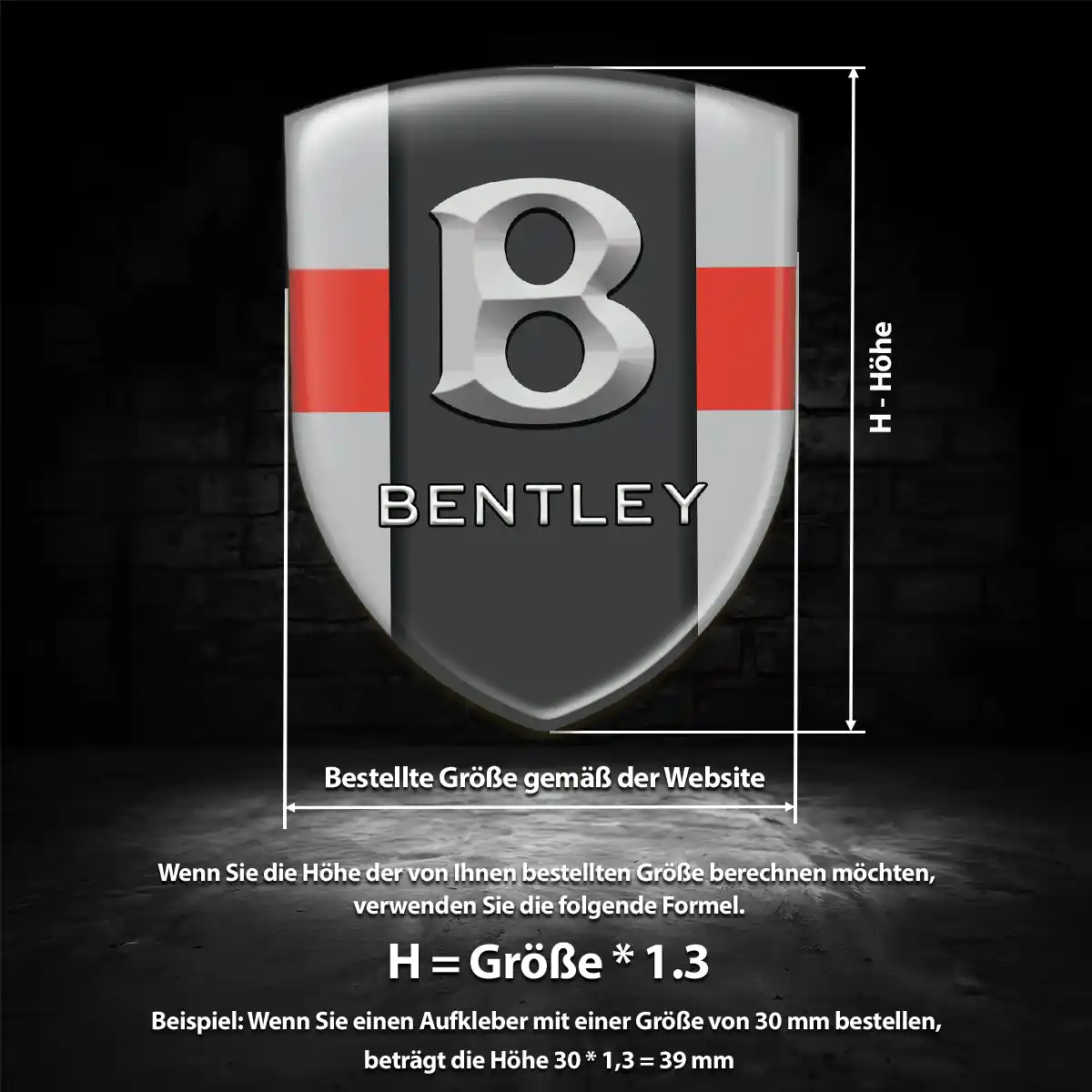 Bentley 3D Gel Aufkleber Silikon Tuningfahrzeug