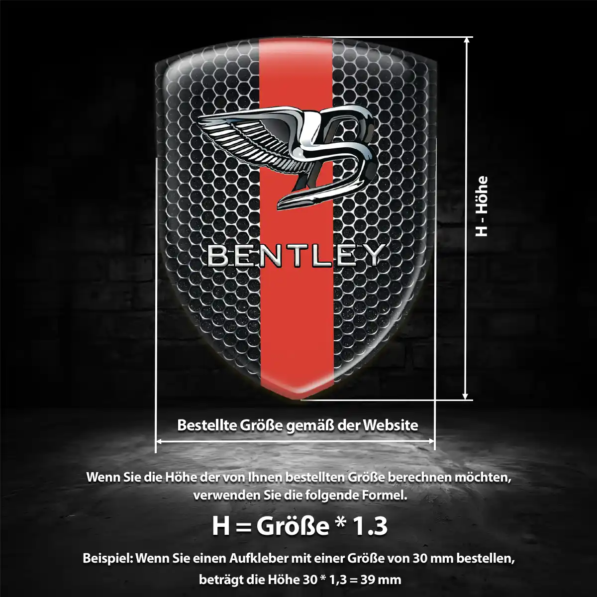 Bentley 3D Gel Aufkleber Spitzenqualität