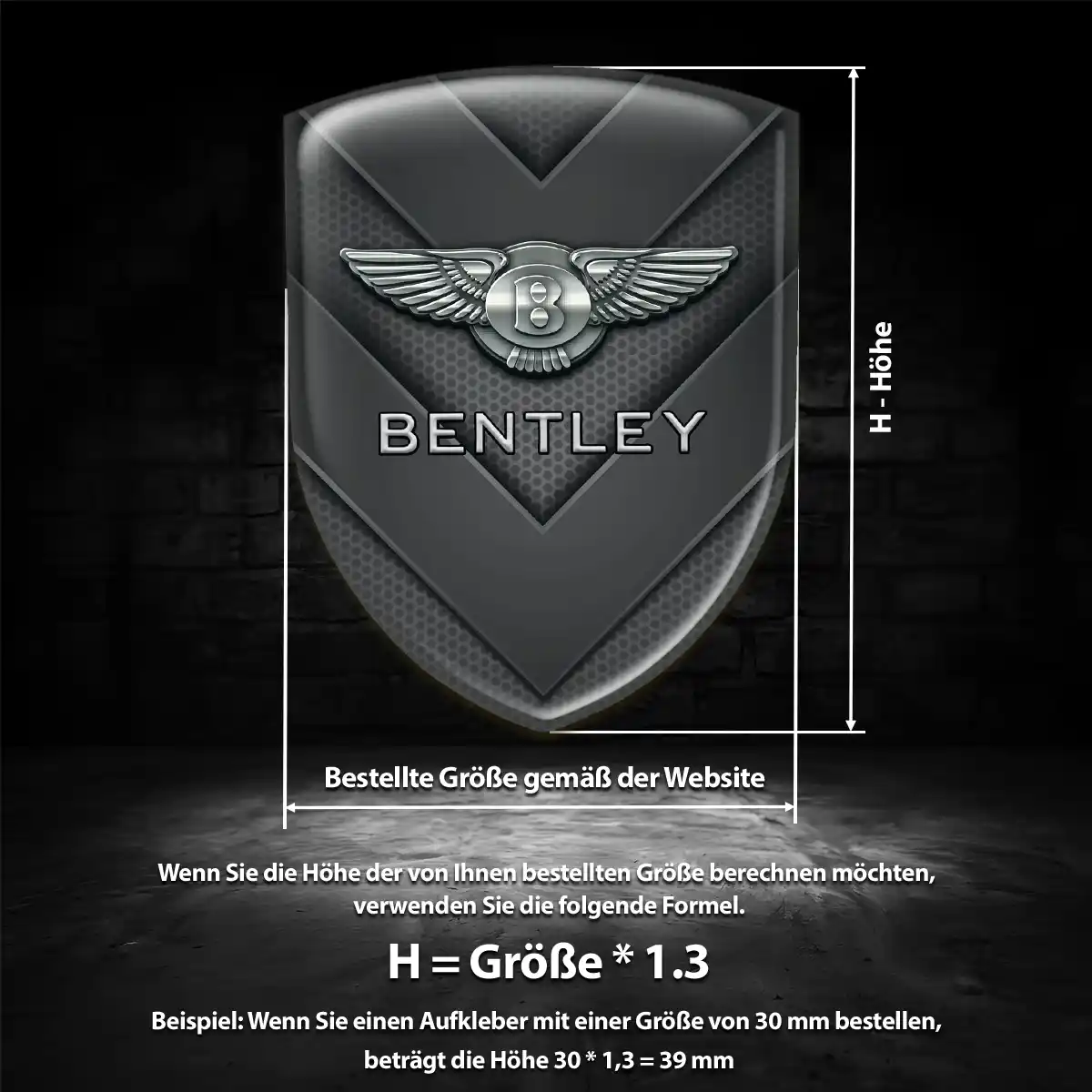 Bentley 3D Gel Aufkleber Tuningfahrzeug