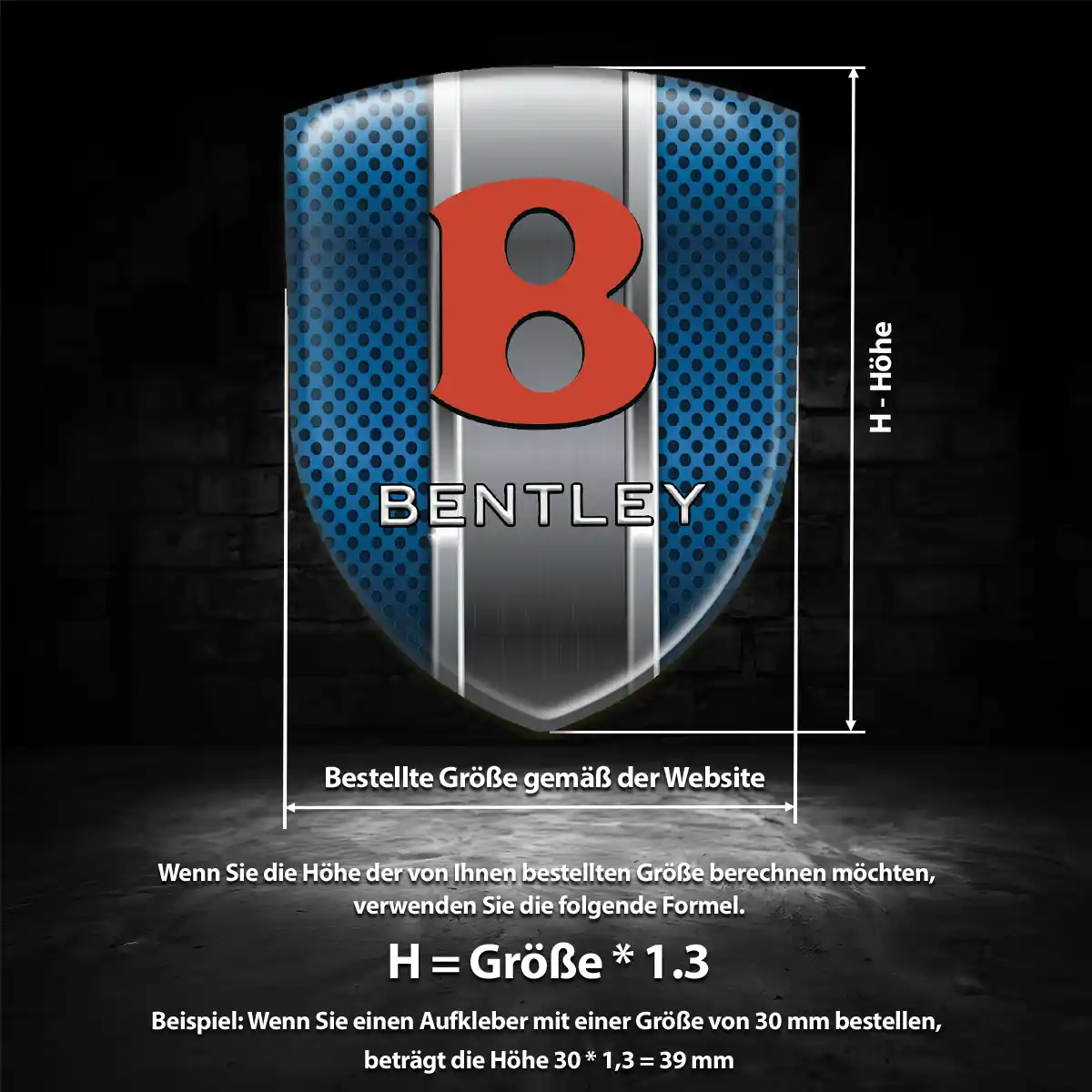 Bentley 3D Gel Aufkleber Wappen Anspruchsvolles Design