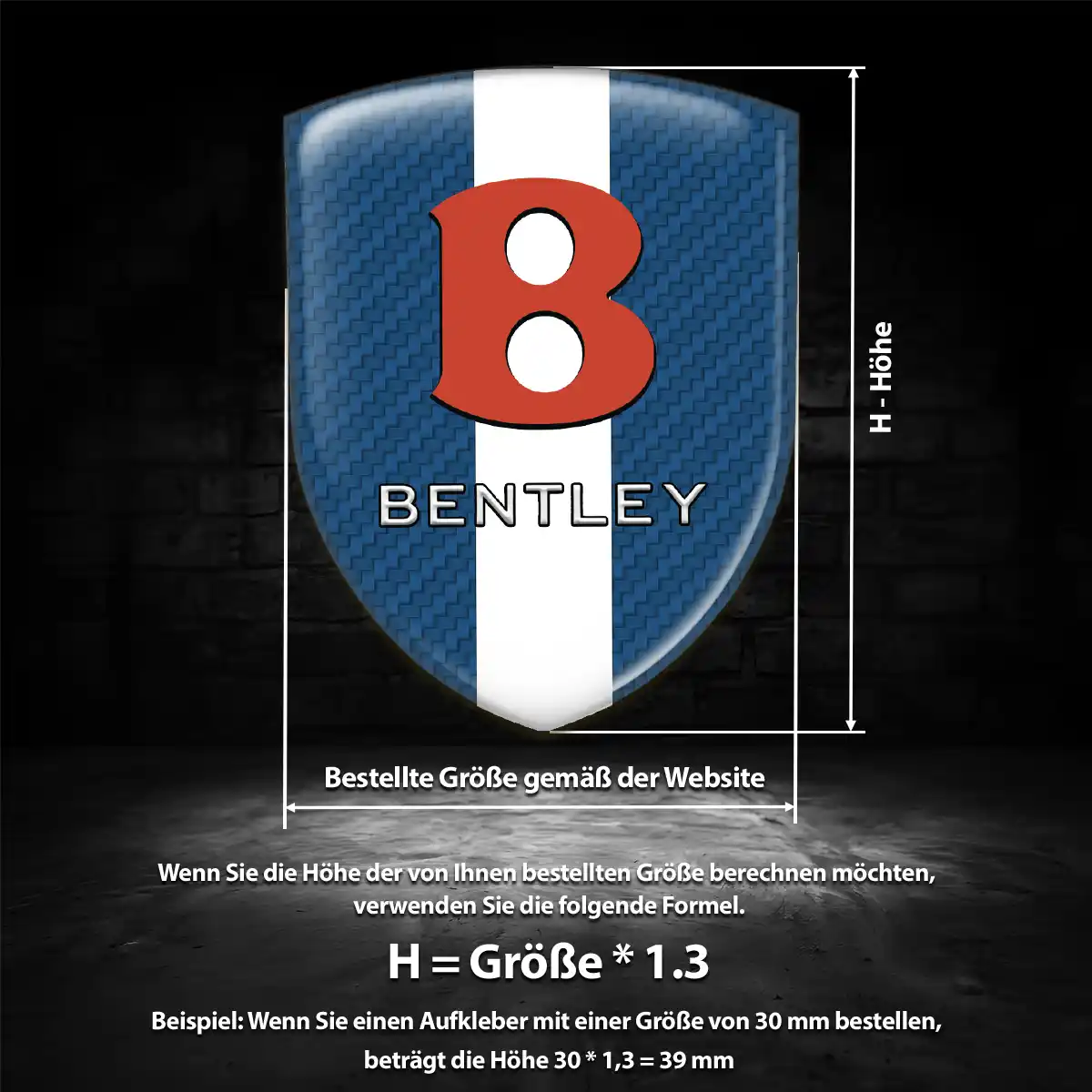 Bentley 3D Gel Aufkleber Wappen Ausdrucksstarkes Design