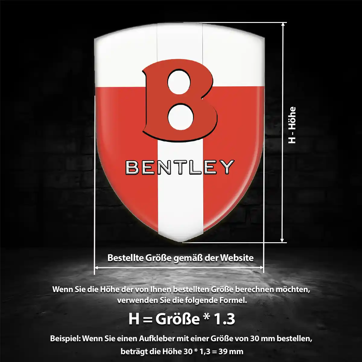 Bentley 3D Gel Aufkleber Wappen Elegantes Design