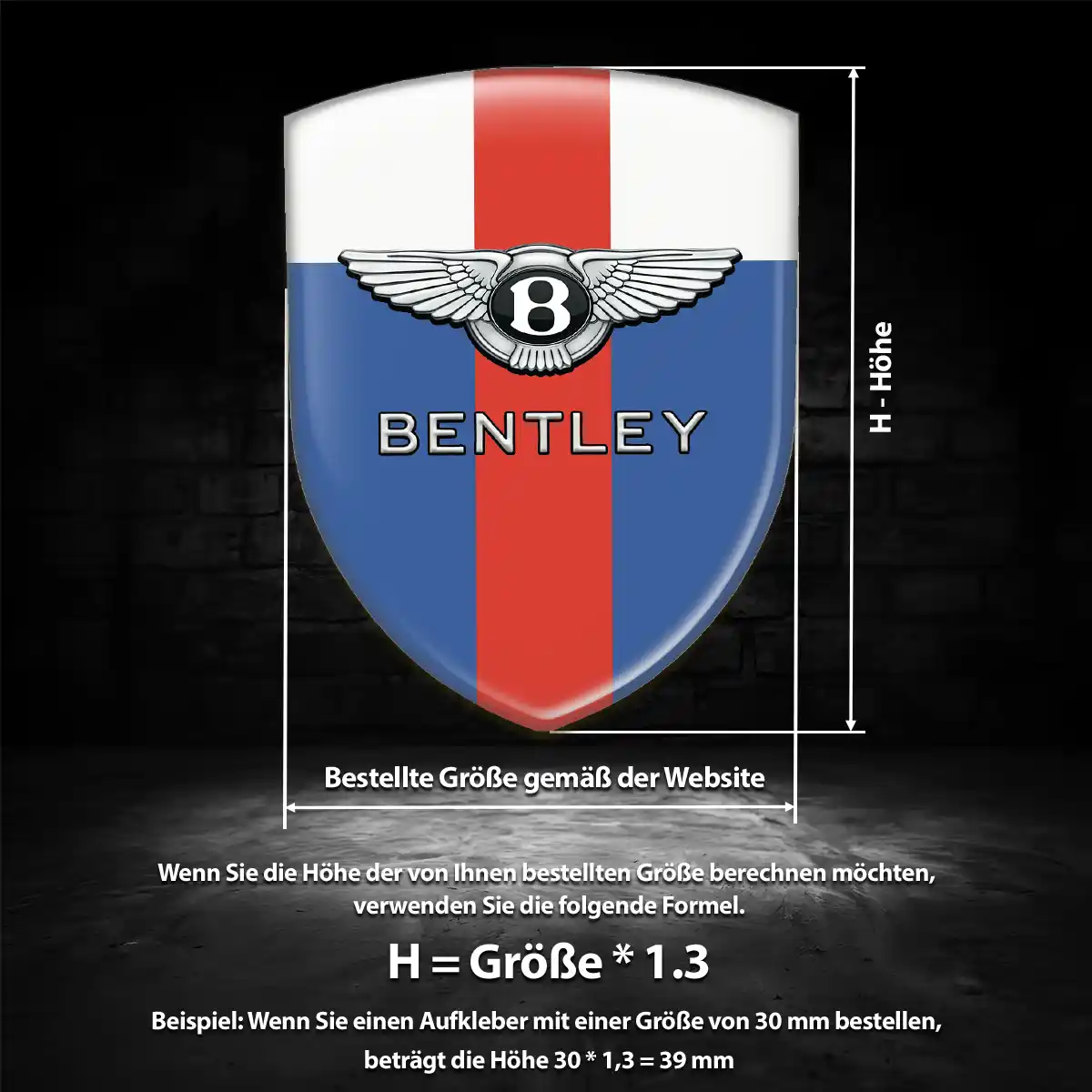 Bentley 3D Gel Aufkleber Wappen Erstklassige Qualität