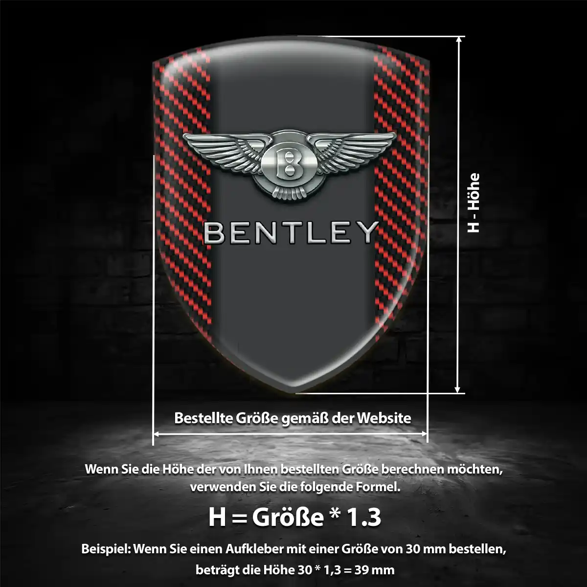 Bentley 3D Gel Aufkleber Wappen Höchste Qualität