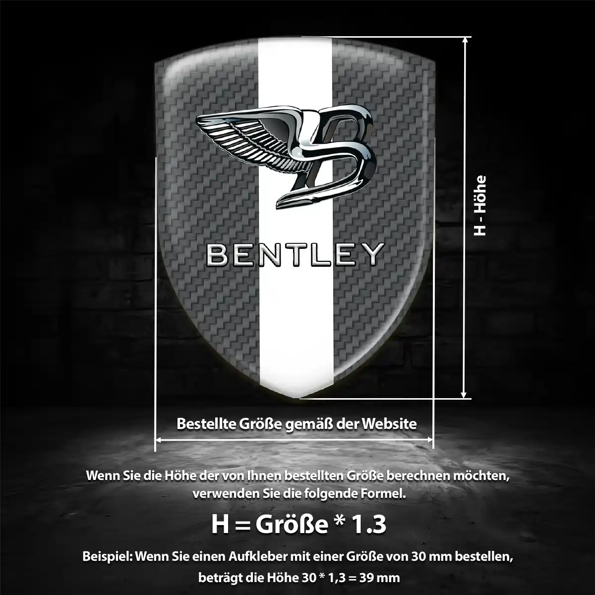 Bentley 3D Gel Aufkleber Wappen Hochwertiges Harz