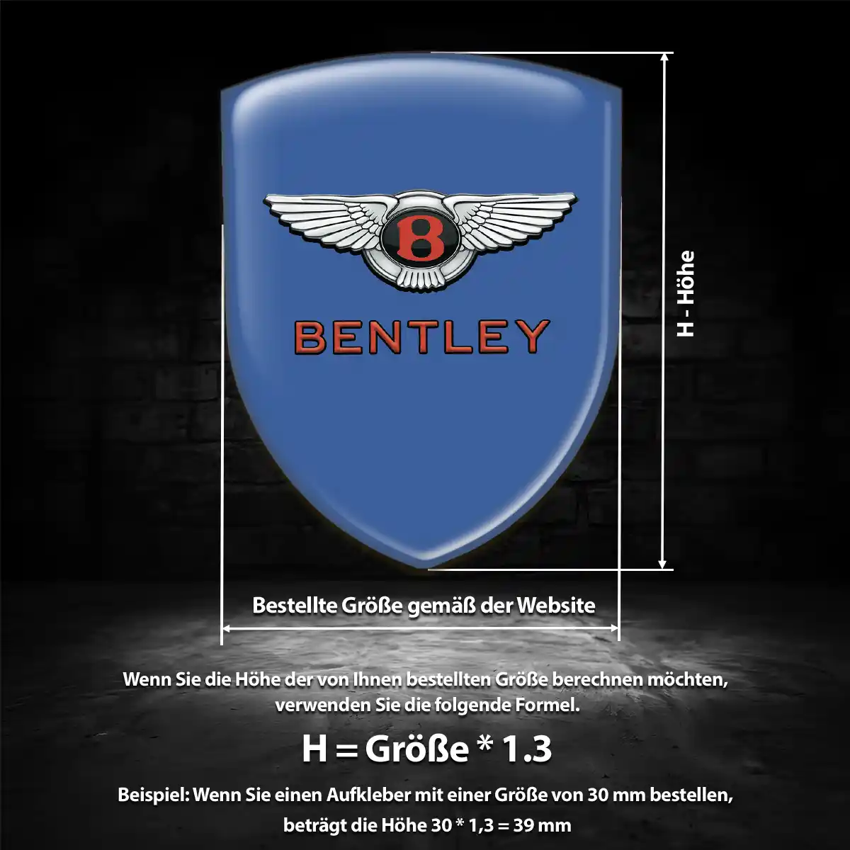 Bentley 3D Gel Aufkleber Wappen Interieurdesign