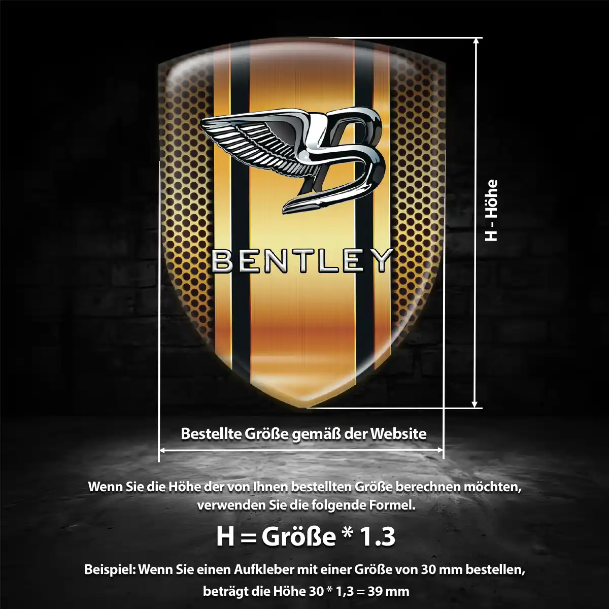Bentley 3D Gel Aufkleber Wappen Luxus-Edition