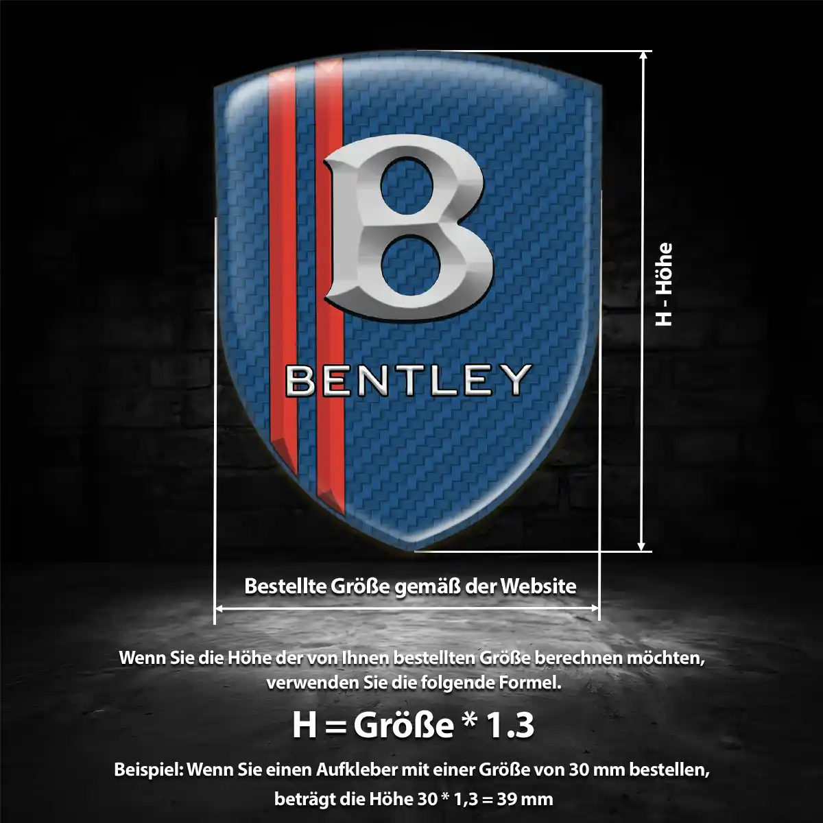 Bentley 3D Gel Aufkleber Wappen Modernes Design