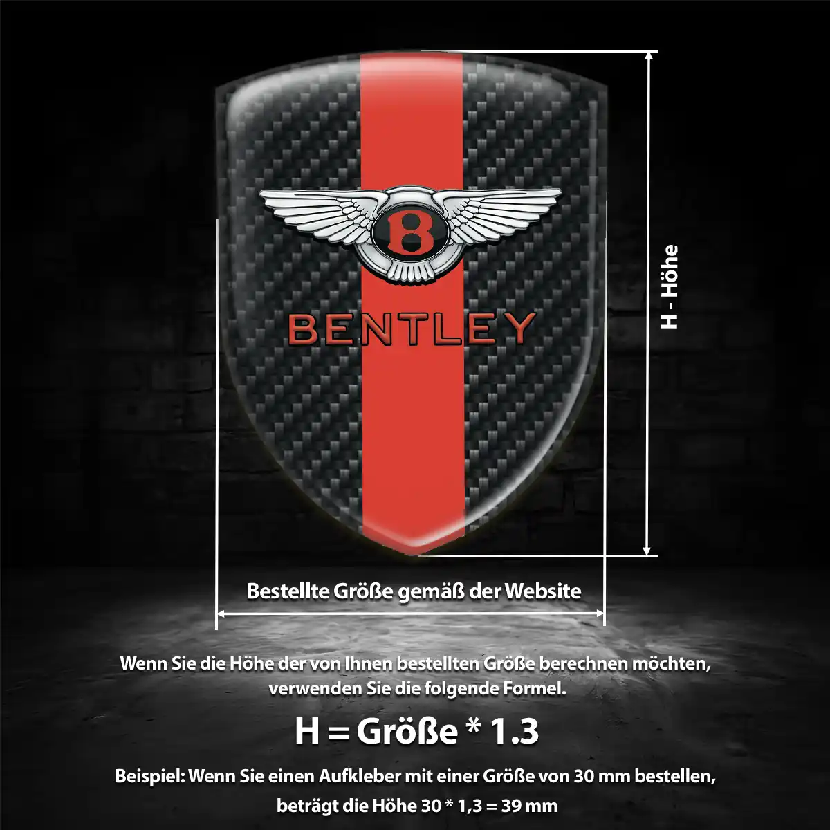 Bentley 3D Gel Aufkleber Wappen Stilvolles Design