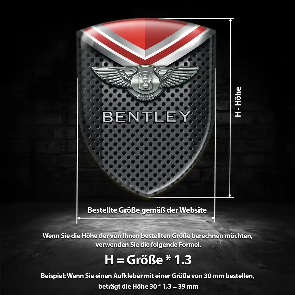 Bentley Aufkleber 3D Gel Embleme Premium-Edition
