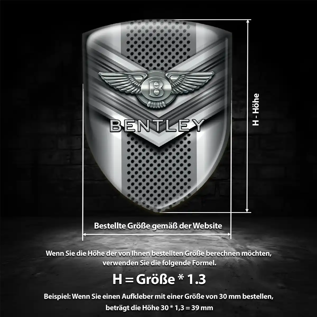 Bentley Aufkleber 3D Gel Silikon Edles Design