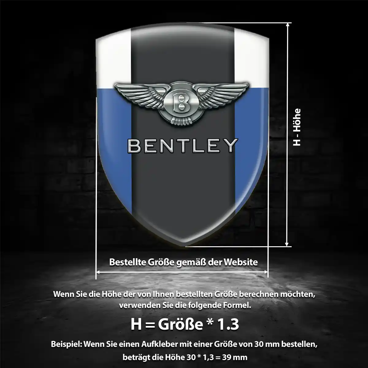Bentley Aufkleber 3D Gel Wappen Ausdrucksstarkes Design