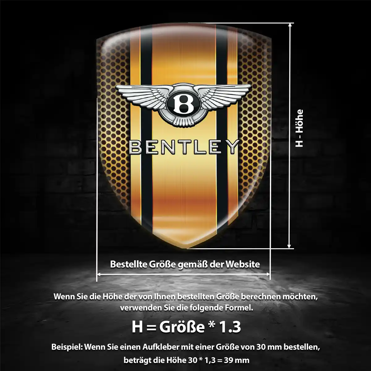 Bentley Aufkleber 3D Gel Wappen Auto Interieurdesign