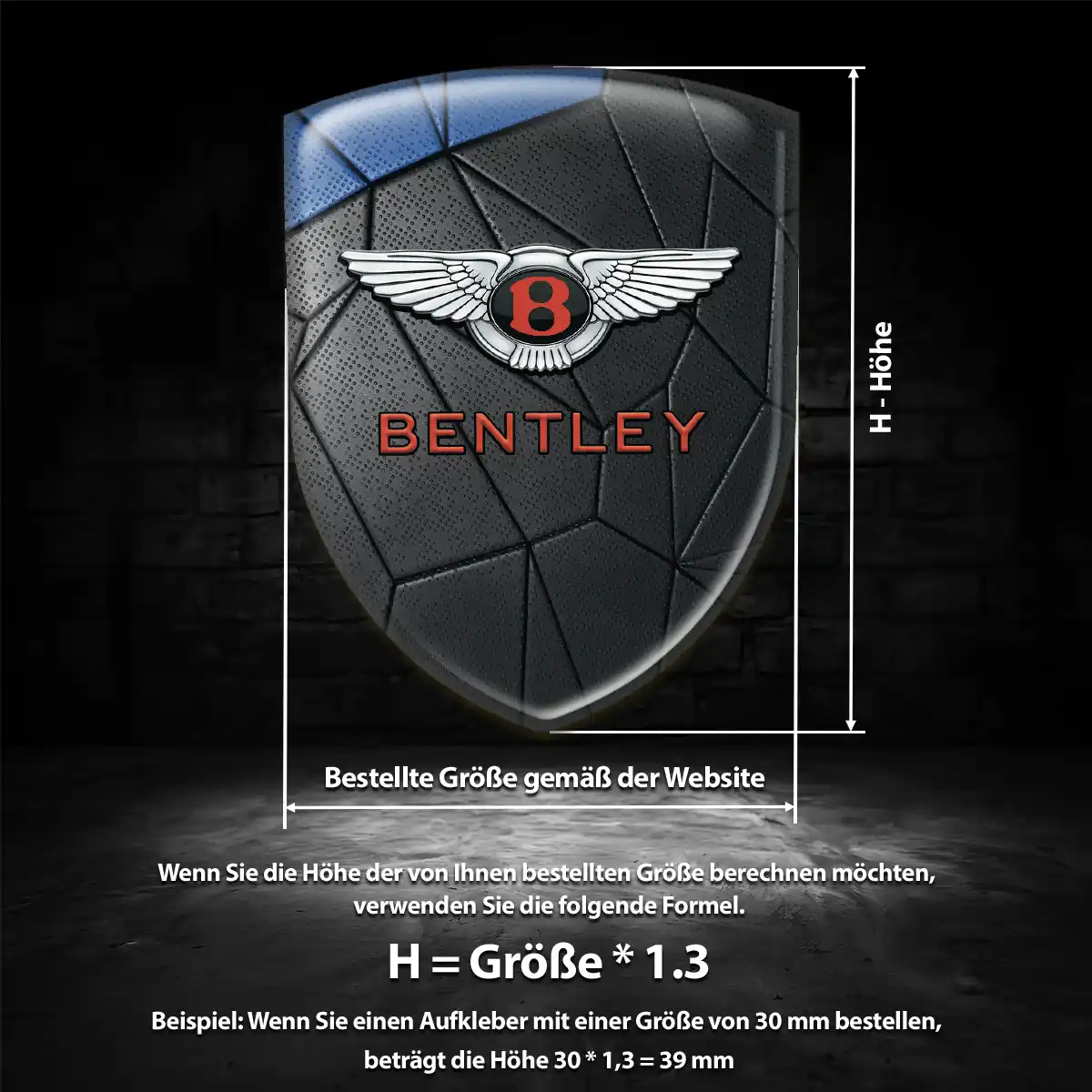 Bentley Aufkleber 3D Gel Wappen Erstklassige Qualität