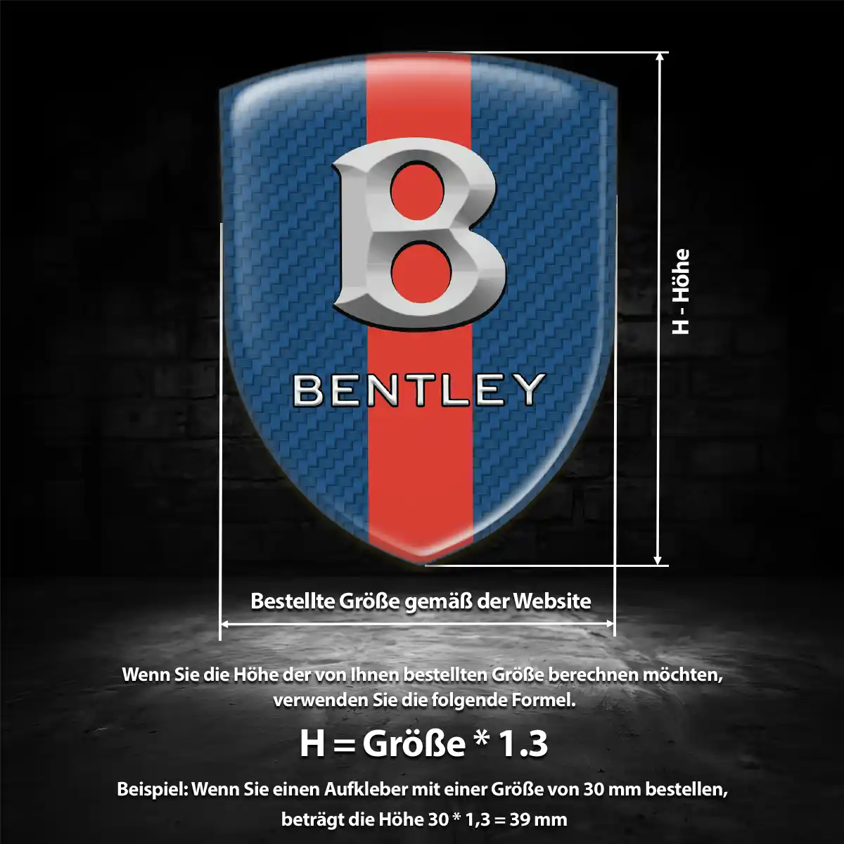 Bentley Aufkleber 3D Gel Wappen Hochwertiges Harz