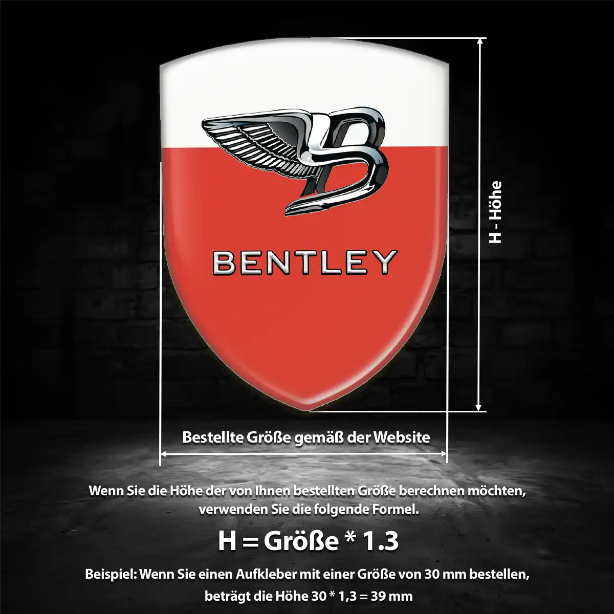 Bentley Aufkleber 3D Gel Wappen Interieurdesign