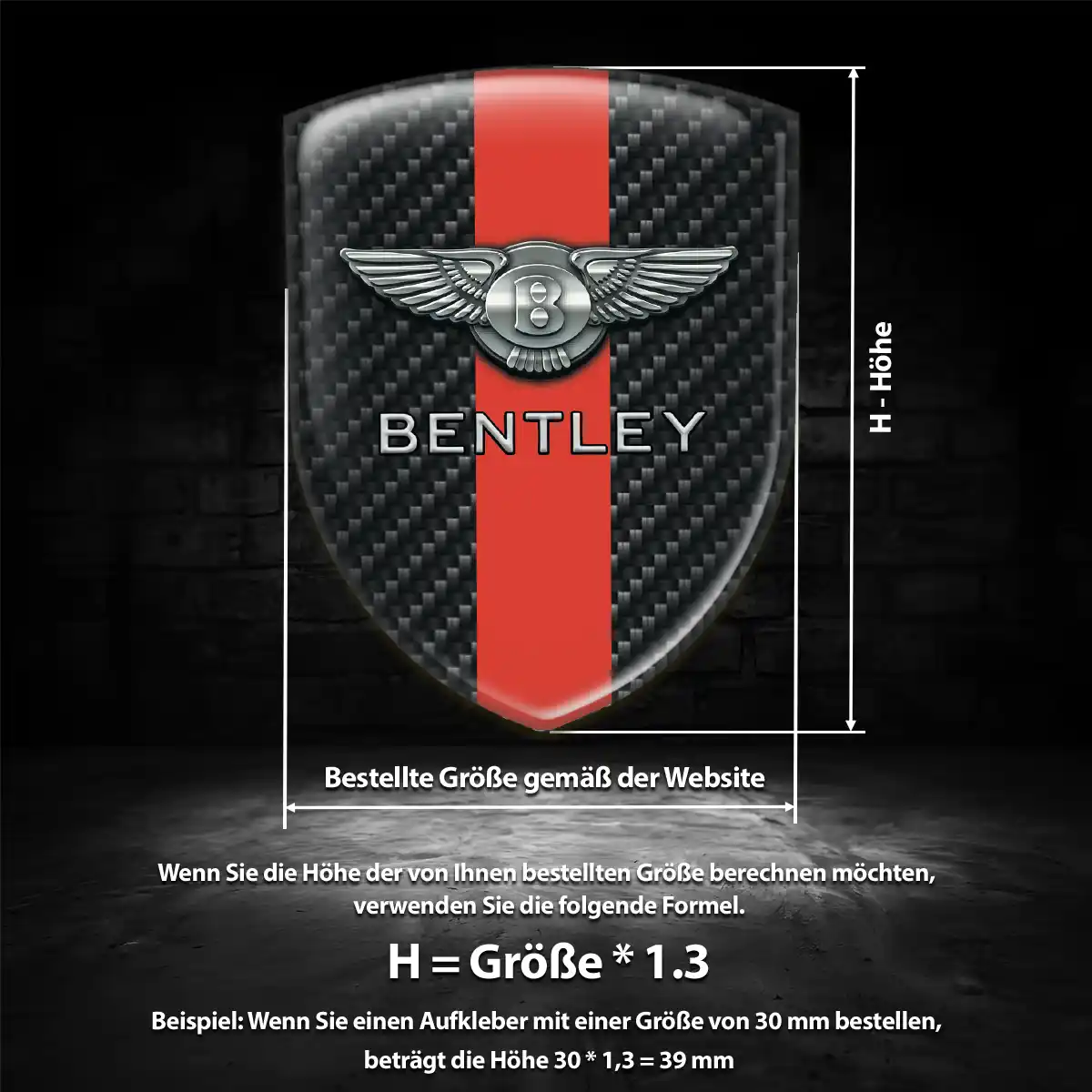 Bentley Aufkleber 3D Gel Wappen Tuningfahrzeug