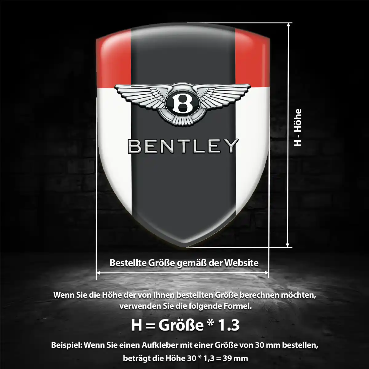 Bentley Aufkleber Emblem Wappen Premium-Edition