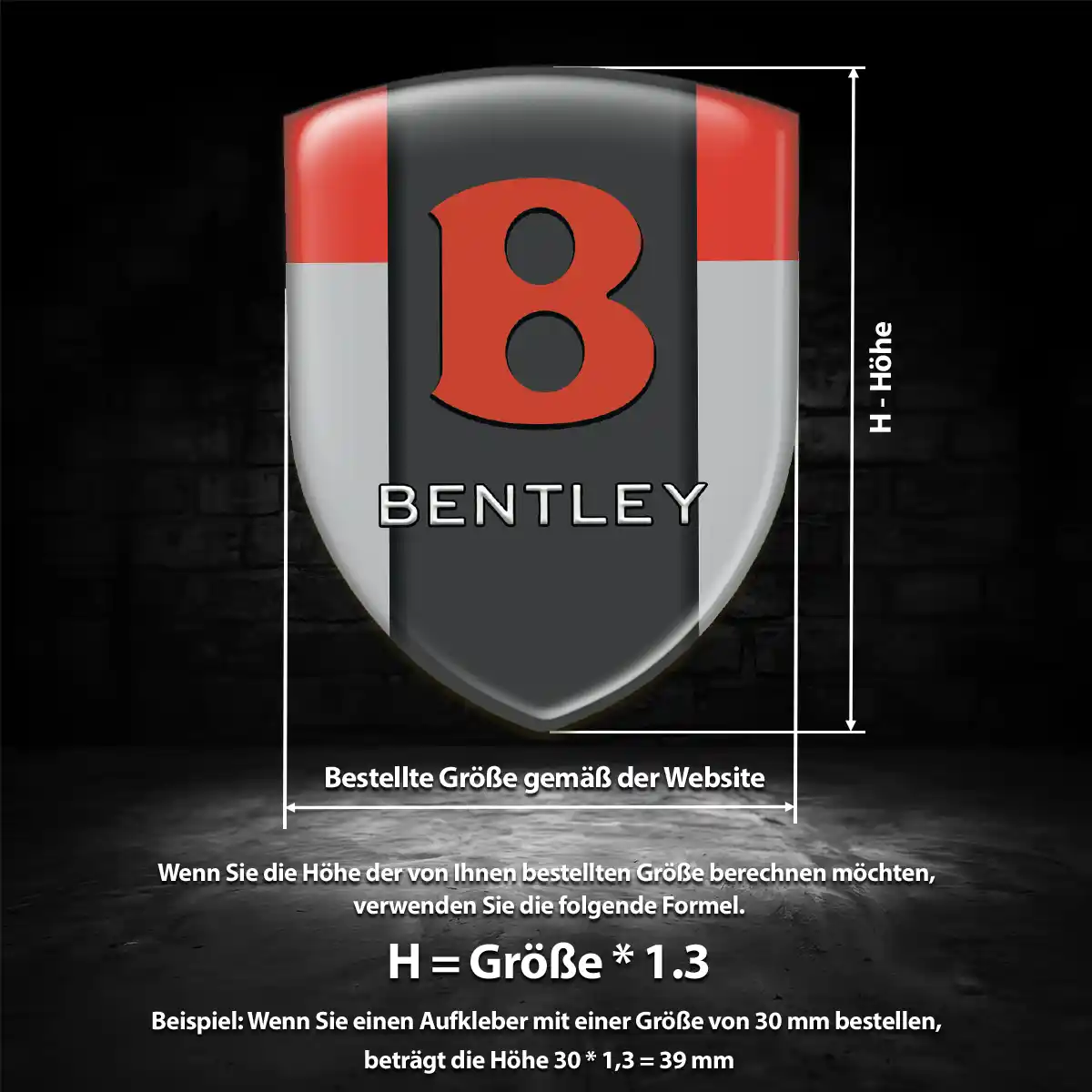 Bentley Aufkleber Emblem Wappen Tuningfahrzeug