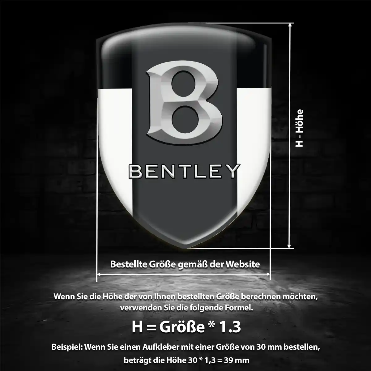 Bentley Aufkleber Embleme Silikon Interieurdesign