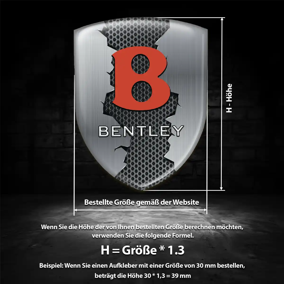 Bentley Aufkleber Silikon Embleme Premium-Edition