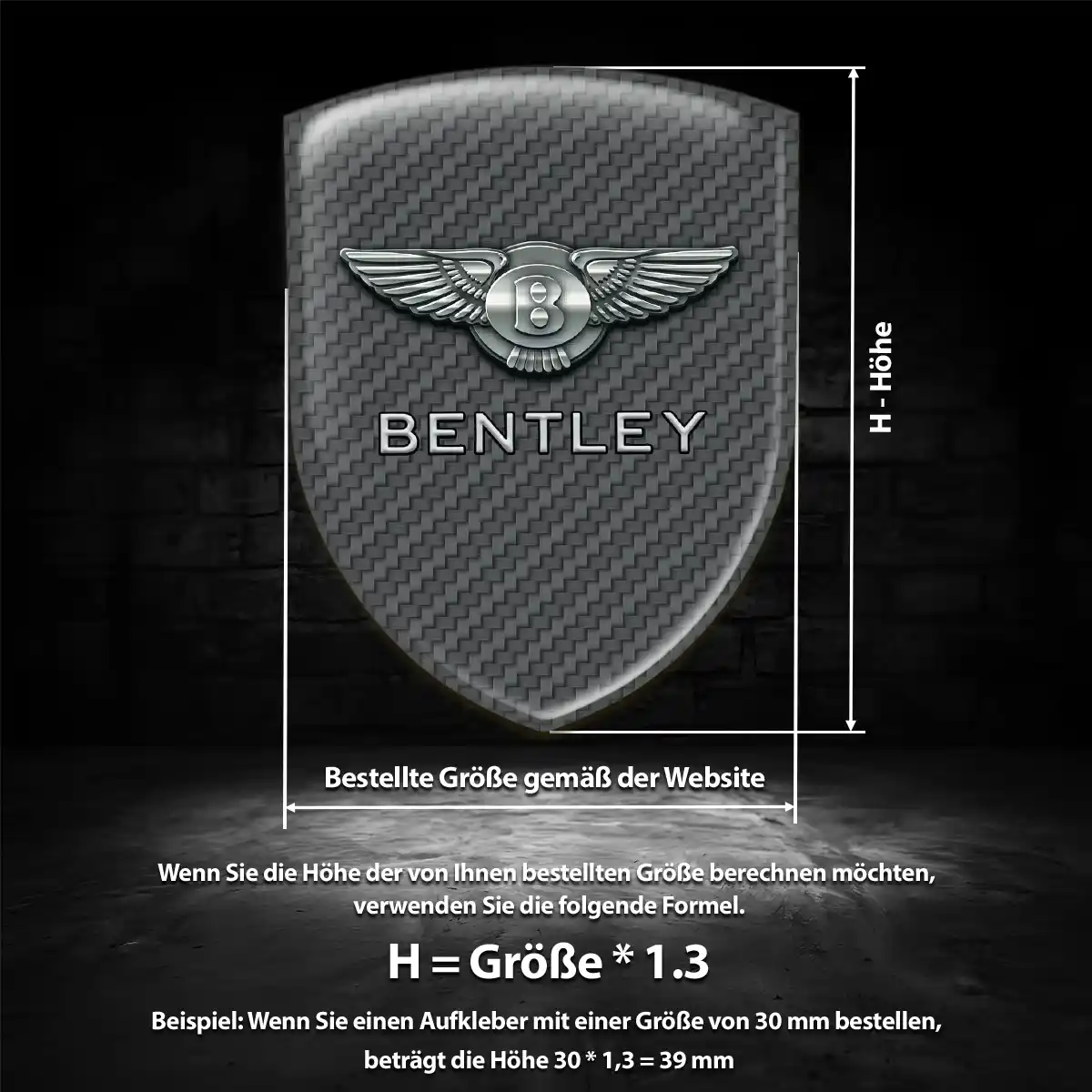 Bentley Aufkleber Silikon Embleme Tuningfahrzeug