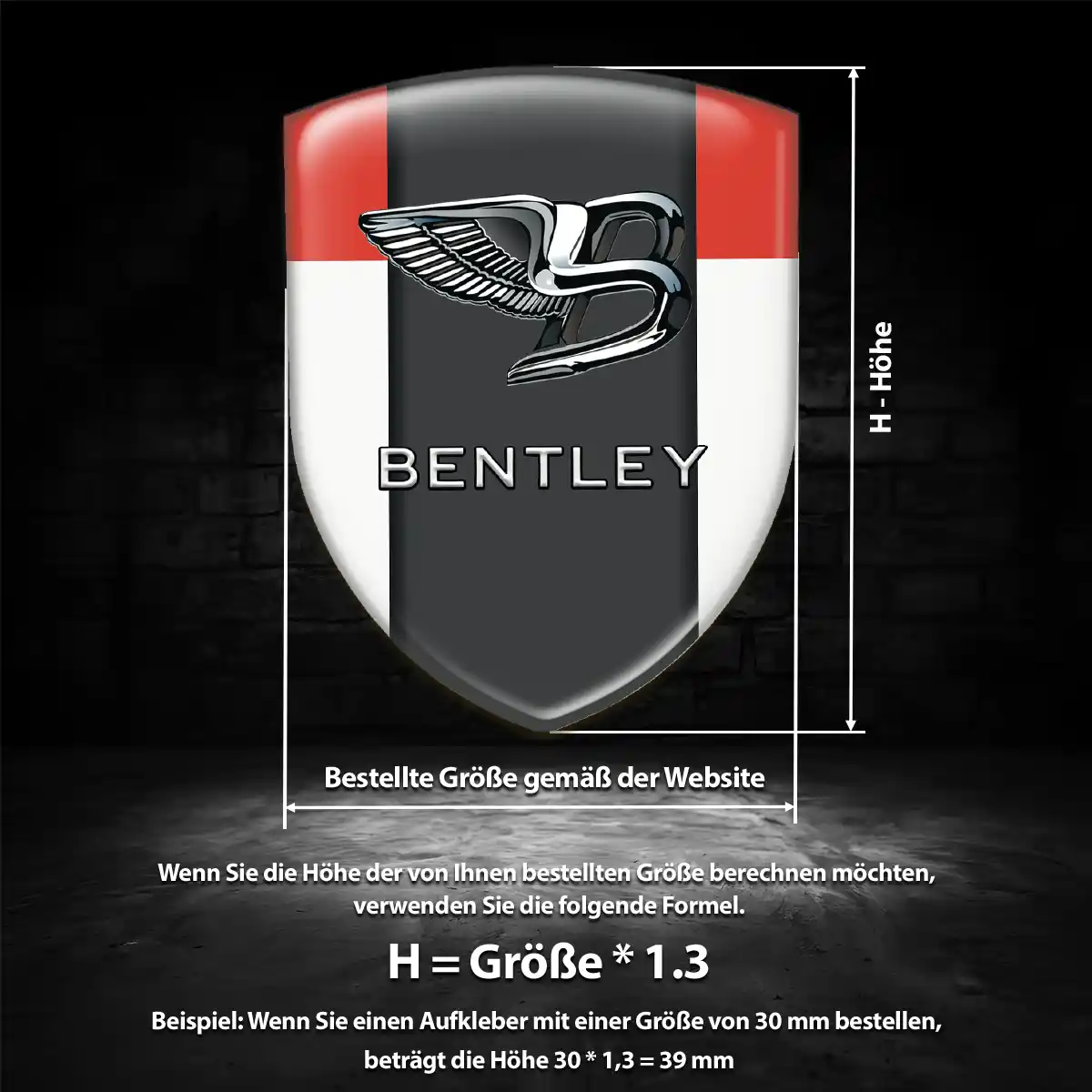 Bentley Aufkleber Wappen Emblem Höchste Qualität