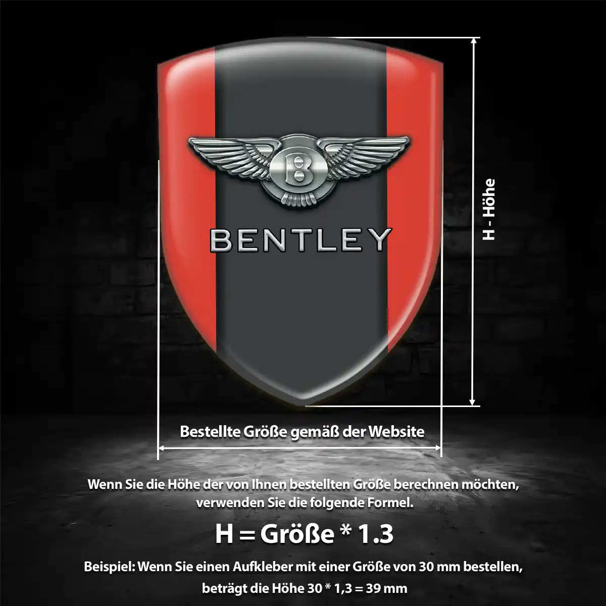 Bentley Aufkleber Wappen Emblem Tuningfahrzeug