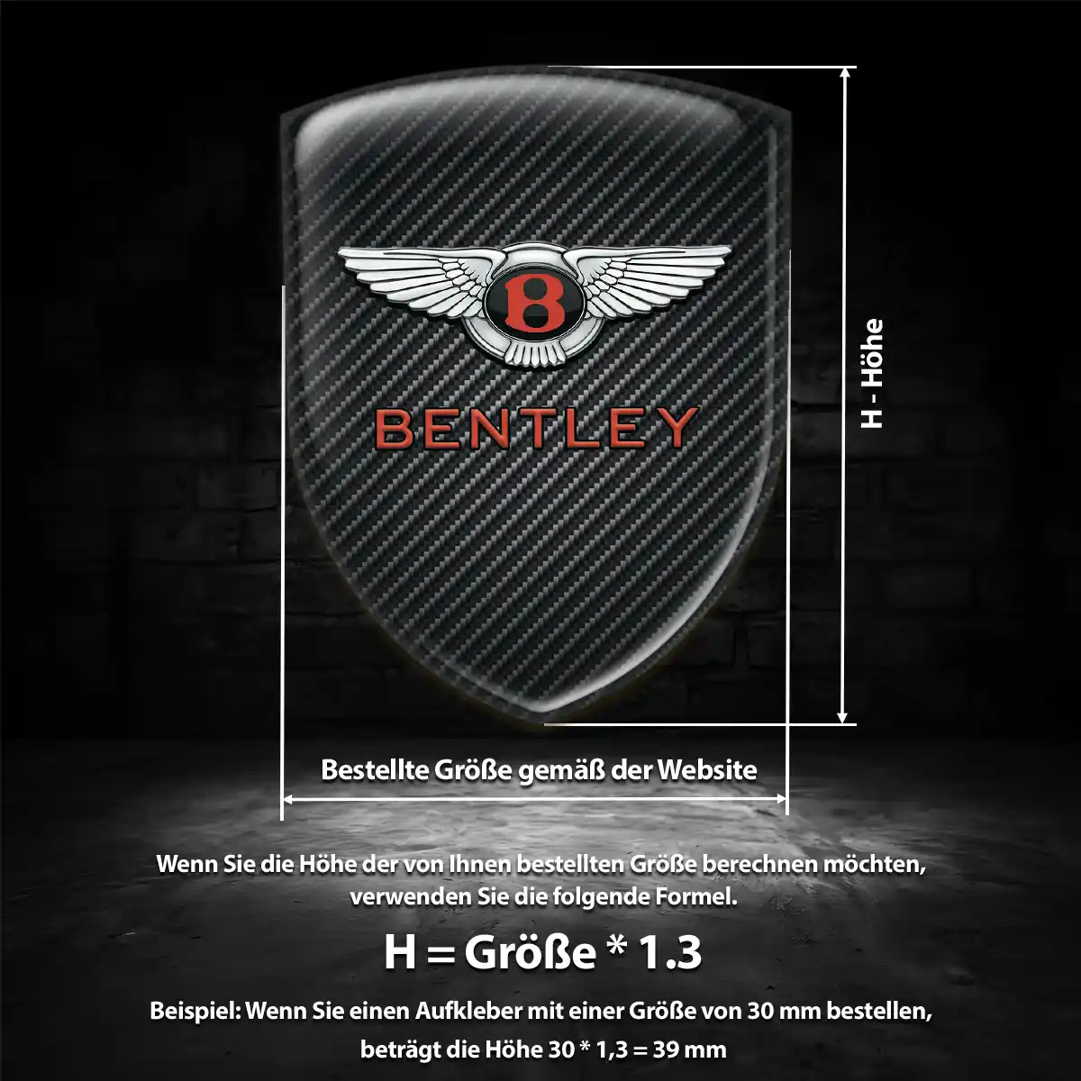 Bentley Emblem Aufkleber Wappen Interieurdesign
