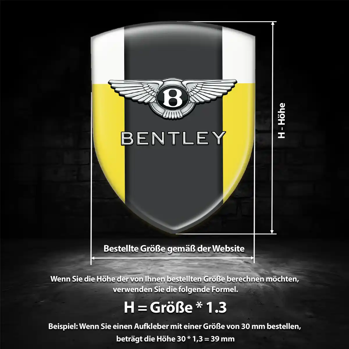 Bentley Emblem Wappen Aufkleber Auto Hochwertiges Harz