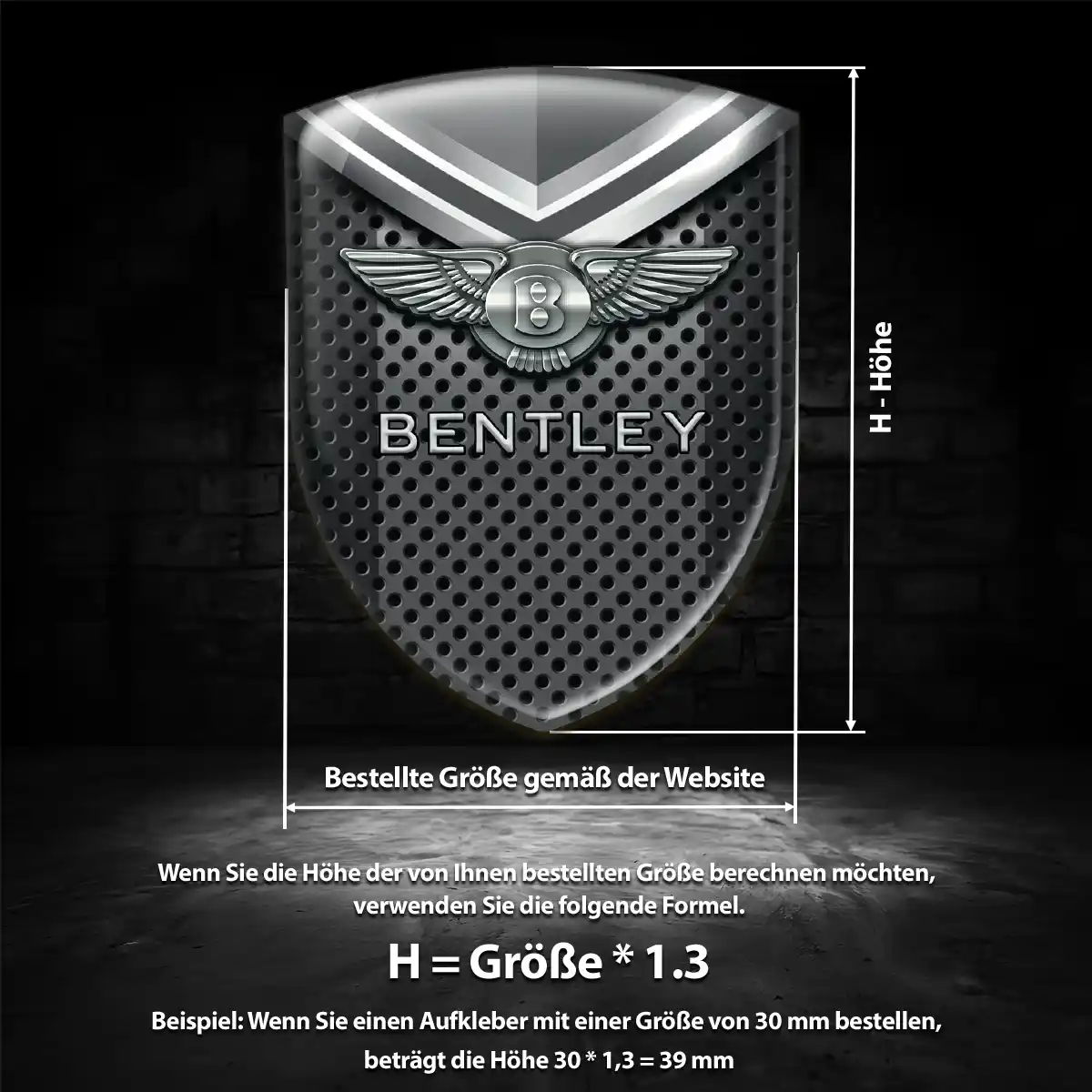 Bentley Emblem Wappen Aufkleber Hochwertiges Harz