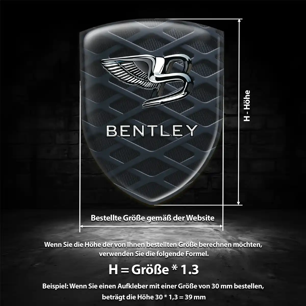 Bentley Silikon Aufkleber Embleme Edles Design