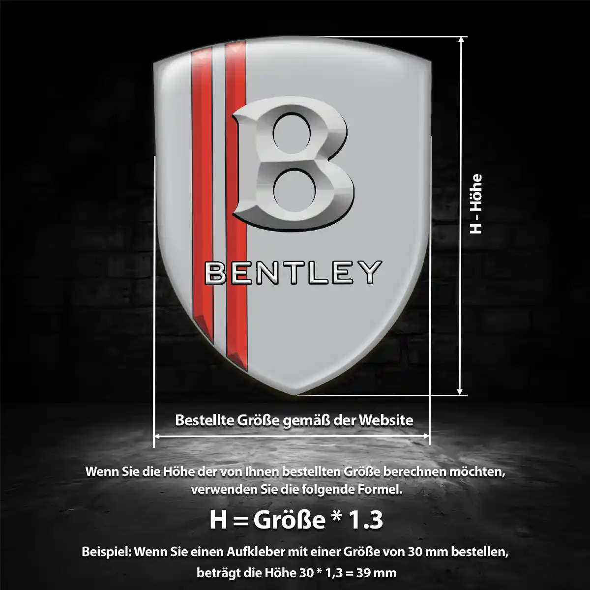 Bentley Silikon Aufkleber Wappen Anspruchsvolles Design